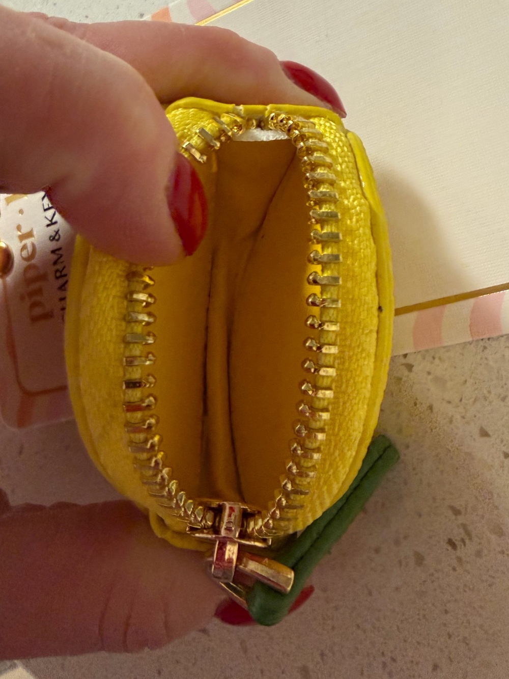 🍋Piper•k Yellow Lemon Bag Charm w/ Green Leaf. Adorable and perfect for summer! - Picture 7 of 12